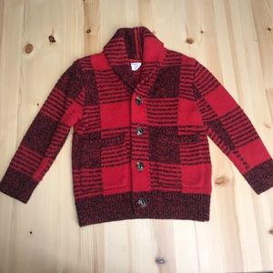 Black and Red Checked Button Sweater Cardigan 2t